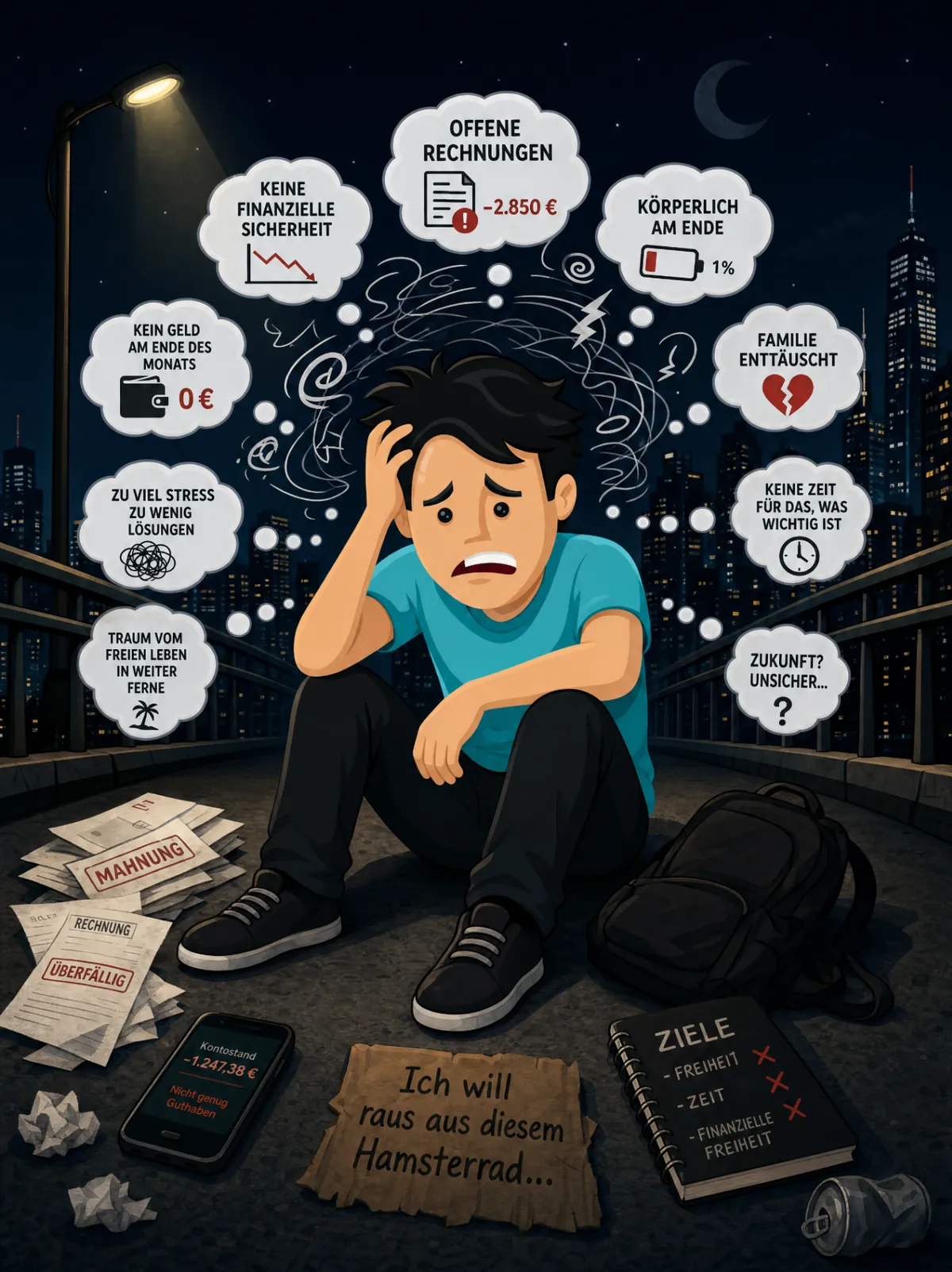 Vorher: Stress, Schulden, Hamsterrad